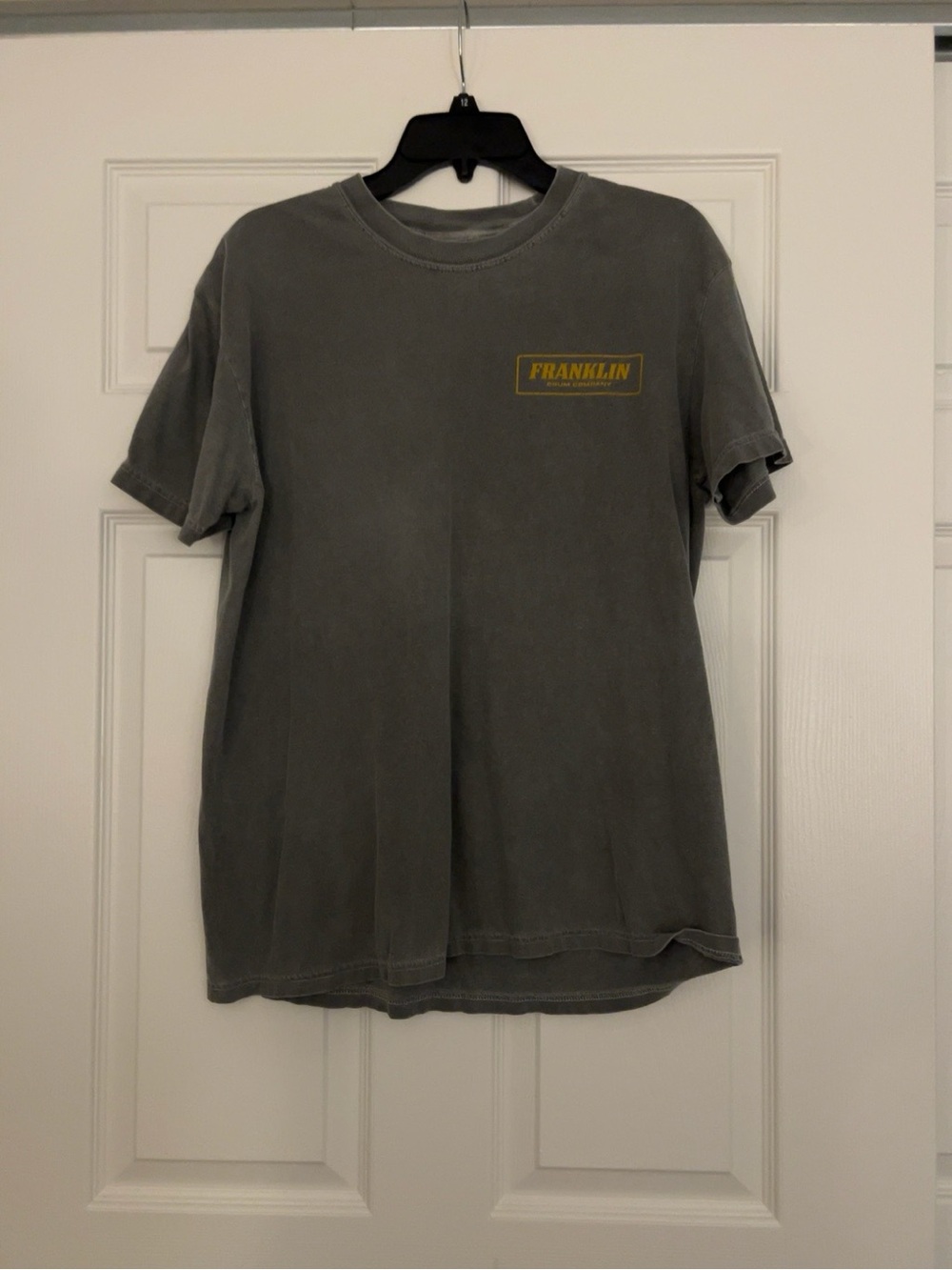 Comfort Colors Gray Tee with Small Yellow Franklin Logo